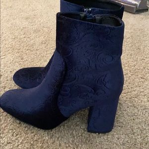 Brand New Navy Blue velvet booties